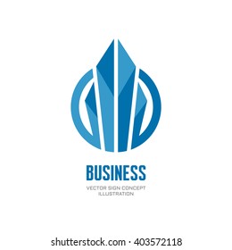 Business logo - abstract vector concept illustration in flat style. Vertical design elements in circle shape. 
