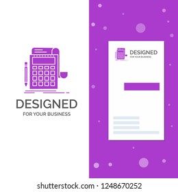 Business Logo for Accounting, audit, banking, calculation, calculator. Vertical Purple Business / Visiting Card template. Creative background vector illustration