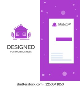 Business Logo for agriculture, urban, ecology, environment, farming. Vertical Purple Business / Visiting Card template. Creative background vector illustration