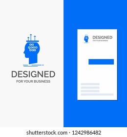 Business Logo for Algorithm, brain, conclusion, process, thinking. Vertical Blue Business / Visiting Card template.