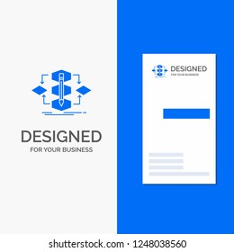 Business Logo for Algorithm, design, method, model, process. Vertical Blue Business / Visiting Card template.