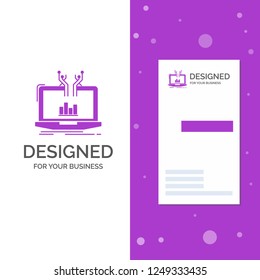 Business Logo for Analysis, analytical, management, online, platform. Vertical Purple Business / Visiting Card template. Creative background vector illustration