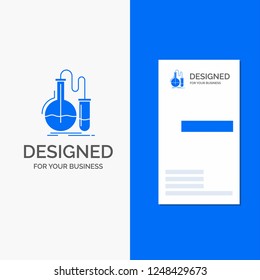Business Logo for Analysis, chemistry, flask, research, test. Vertical Blue Business / Visiting Card template.