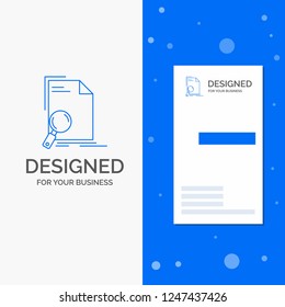 Business Logo for Analysis, document, file, find, page. Vertical Blue Business / Visiting Card template