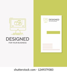 Business Logo for Animation, computer, editor, monitor, software. Vertical Green Business / Visiting Card template. Creative background vector illustration