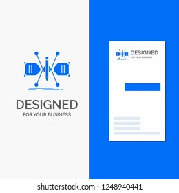 Business Logo for Architect, constructing, grid, sketch, structure. Vertical Blue Business / Visiting Card template.