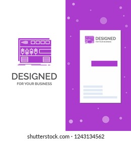 Business Logo for Audio, mastering, module, rackmount, sound. Vertical Purple Business / Visiting Card template. Creative background vector illustration