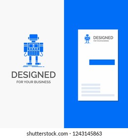 Business Logo for autonomous, machine, robot, robotic, technology. Vertical Blue Business / Visiting Card template.