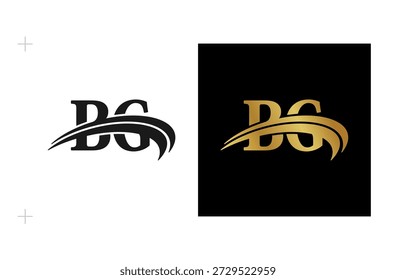 Logotipo comercial com iniciais B e G inspiradas no luxo elegante. Isolado no fundo branco.