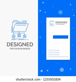 Business Logo for backup, data, files, folder, network. Vertical Blue Business / Visiting Card template