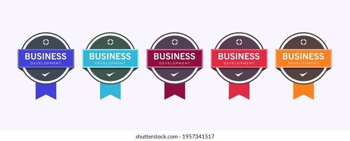 Business logo badge design template. Certified company training badge certification to determine based on criteria. Set bundle certify colorful. Vector illustration.