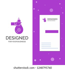 Business Logo for Bag, finance, give, investment, money, offer. Vertical Purple Business / Visiting Card template. Creative background vector illustration