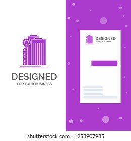 Business Logo for bank, banking, building, federal, government. Vertical Purple Business / Visiting Card template. Creative background vector illustration