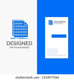 Business Logo for Binary, code, coding, data, document. Vertical Blue Business / Visiting Card template.