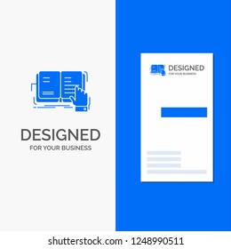 Business Logo for book, lesson, study, literature, reading. Vertical Blue Business / Visiting Card template.