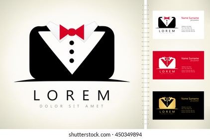 Business logo. Bow tie vector. Men's suit.