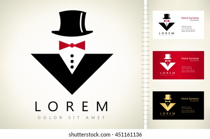 Business logo. Bow tie vector. Men's suit.