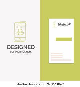 Business Logo for box, 3d, cube, smartphone, product. Vertical Green Business / Visiting Card template. Creative background vector illustration