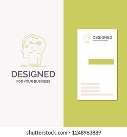 Business Logo for brain, hack, hacking, key, mind. Vertical Green Business / Visiting Card template. Creative background vector illustration