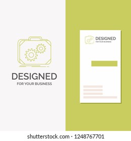 Business Logo for Briefcase, case, production, progress, work. Vertical Green Business / Visiting Card template. Creative background vector illustration
