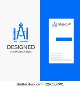 Business Logo for Build, design, geometry, math, tool. Vertical Blue Business / Visiting Card template.