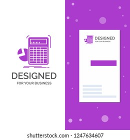 Business Logo for calculator, calculation, math, progress, graph. Vertical Purple Business / Visiting Card template. Creative background vector illustration