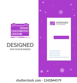 Business Logo for Calendar, date, event, release, schedule. Vertical Purple Business / Visiting Card template. Creative background vector illustration