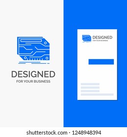 Business Logo for card, component, custom, electronic, memory. Vertical Blue Business / Visiting Card template.