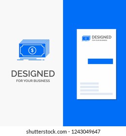 Business Logo for Cash, dollar, finance, funds, money. Vertical Blue Business / Visiting Card template.