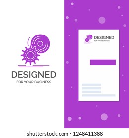 Business Logo for cd, disc, install, software, dvd. Vertical Purple Business / Visiting Card template. Creative background vector illustration