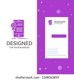 Business Logo for certificate, certification, App, application, approval. Vertical Purple Business / Visiting Card template. Creative background vector illustration