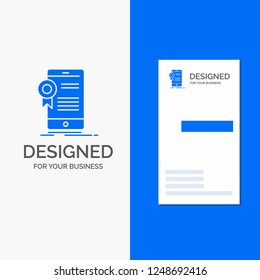 Business Logo for certificate, certification, App, application, approval. Vertical Blue Business / Visiting Card template.