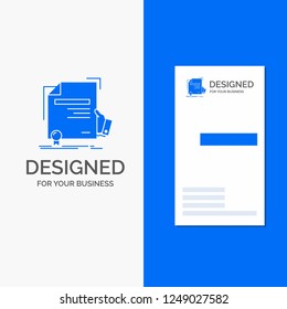 Business Logo for certificate, degree, education, award, agreement. Vertical Blue Business / Visiting Card template.