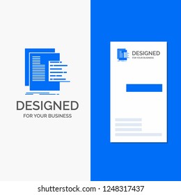 Business Logo for chart, data, graph, reports, valuation. Vertical Blue Business / Visiting Card template.