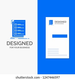 Business Logo for Check, checklist, list, task, to do. Vertical Blue Business / Visiting Card template.