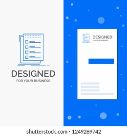 Business Logo for Check, checklist, list, task, to do. Vertical Blue Business / Visiting Card template