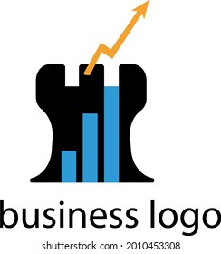 business logo chess rook and growth chart good strategy concept