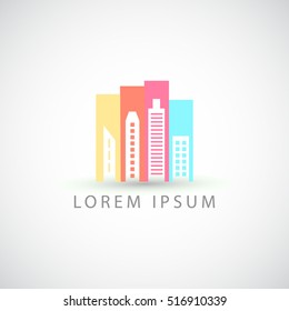 business logo colored city vector sign