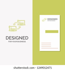 Business Logo for Computer, connection, link, network, sync. Vertical Green Business / Visiting Card template. Creative background vector illustration