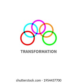 Business logo with connected color circles. Concept of integration, networking, and teamwork.
