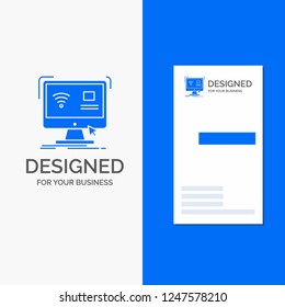 Business Logo for Control, computer, monitor, remote, smart. Vertical Blue Business / Visiting Card template.