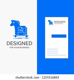 Business Logo for Cybercrime, horse, internet, trojan, virus. Vertical Blue Business / Visiting Card template.