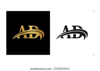 Logotipo comercial com iniciais A e D inspiradas no luxo elegante. Isolado no fundo branco.