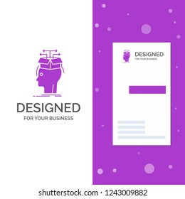 Business Logo for Data, extraction, head, knowledge, sharing. Vertical Purple Business / Visiting Card template. Creative background vector illustration