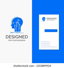 Business Logo for Data, head, human, knowledge, network. Vertical Blue Business / Visiting Card template.