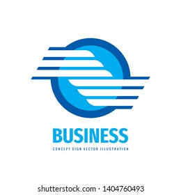 Business logo design. Abstract wing in circle. Transport dynamic sign. 