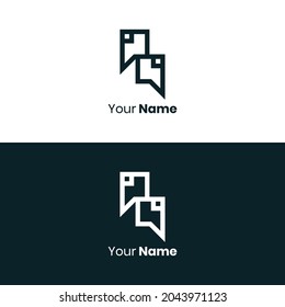 business logo design with the concept of speech bubbles and logo building for chat applications is very suitable