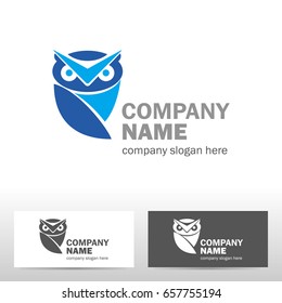 Business logo design with owl. Vector illustration