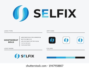 Business Logo Design - Selfix Construction Logo Design - Construction Logo Template - Brand Identity Design - Creative S Letter Logo Design