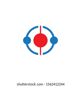 Business Logo Design with Team work Concept. Two figure in a circle icon. 